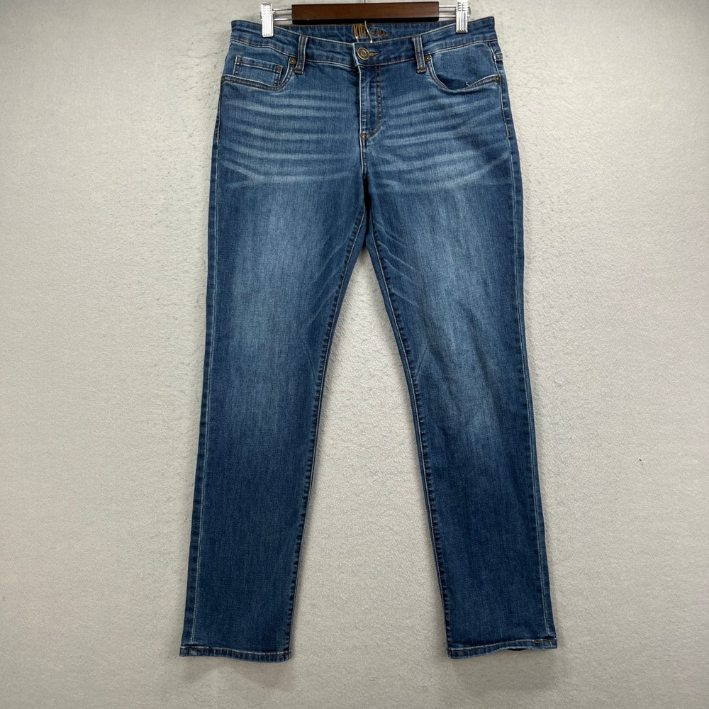 KUT from the Kloth Jeans Women 8 Blue Denim Catherine Boyfriend Slim Leg Stretch